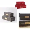 Torebki biżuterii luksusowe pudełko Organizator drewnianej ramy powierzchnia wykwintne podwójne opakowanie skórzane na tajemnicze prezenty