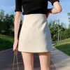 Korean Style Skirt with Shorts Women Summer Zipper Split Design White Mini Woman Fashion Simple AllMatch ALine Skirts 240416