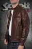 Heren Jassen American Schott Coffee Knight Pebble Texture Soft Wax Cowhide Collar Motorcycle lederen jas