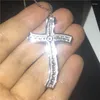 Hänge halsband unik design Big Cross Pave CZ Silver Color Party Wedding Necalace för kvinnliga män smycken