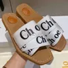 Designer Sandals Women Woody Sandal Flat Canvas Mule Slides Beige White Black Pink Lace Lettering Fuzzy Fur Womens Summer Outdoor Shoes