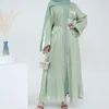 Этническая одежда Ид мусульманские женщины атласные блестящие халат Марокко вечеринка роскошные вечерние платья Дубай Абая Турция Исламская арабская мода Кафтана Кафтана
