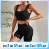 Tracce femminili da donna senza cuciture senza soluzione di continuità set da 2 pezzi set da fitness tuta corto canotta canotta con cortometraggi in alto set di fitness in corsa e sportsl2403