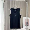 女性戦車キャミスサマータンクトップ女性デザイナーファッションニットノースリーブベスト刺繍織りバンドシャツl49
