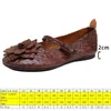 Casual Shoes Koznoy 2cm Natural Cow Genuine Leather Flats Ethnic Summer Oxfords Vintage Shallow Flower Comfy Soft Soled Women