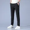 Calça masculina casual perna larga gelo gelo seda versão coreana da moda e versátil respirável