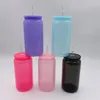 Jelly Color 16oz Plastic Can Cups Unbreakablea ACRYLIC TUBLING réutilisable BPA Free Sippy tasse à boire des boissons de boisson froide avec des pailles de couvercles pour les wraps DTF UV