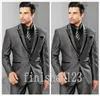 Fashionabla One Button Grey Groom Tuxedos Peak Lapel Groomsmen Man Wedding Prom Dinner Suits Jacketpantsvestie G51801544849