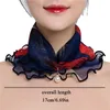 Scarves Shiny Neck Collar Ruffle Lace Scarf Pearl Pendant Chiffon Bandana Headband Multi-Function Women Small Headscarf