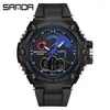 Нарученные часы Sanda Men's Sports Fashion Fashion Watch Watch Двойная дисплей аналоговые цифровые мужчины водонепроницаемые красочные военные часы