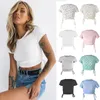 Women's T Shirts Shirt Women Spring Autumn 2024 Printing Short Sleeve Ladies Draw String Round Collar Leisure Show Hilum Tshirts WSL4400