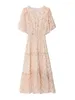 Vestidos de festa Floral Chiffon Chiff Ruffled Ruffled Casual Beach Dress for Women Summer Short Manga Prom Robe 2024 Coreano Elegante Midi