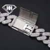 تمثال نصفي لأسفل رجال قلادة Hiphop S925 Silver Heavy 23mm العرض 2 صفوف باغفرت قطع VVS Moissanite Cuban