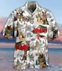 Erkekler Sıradan Gömlekler 2024 Hawaiian Noel Noel Baba Kardan Adam Erkekler için 3d Baskılı Kafatası Üstleri Kısa Kollu Küba Yaz Tatilleri Giyim 24416