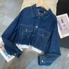 Jackets femininos Designer de jeans Short Jackets Spring Summer Summer Casual Casual Cartas bordadas mostram uma saia de caída alta fina