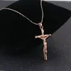 Pendant Necklaces MxGxFam Cross Pendants Necklace For Women Regligious Christian Jewelry Rose Gold Color No Stone 45cm Chain