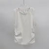 Womens lu Yoga T-shirt Summer Top Womens Ribbed Round CollarSleeveless All it takes Elastic Drawstring Sports Fitness Solid Color