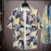 Men's Casual Shirts Loose Fit Men Shirt Tropical Style Leaf Print With Quick Dry Technology Breathable Fabric For Vacation