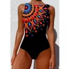 2023 Printed Onepiece Swimsuit Classic Lace Up Womens Push Flower Suit Beach Wear For Female 240409