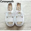 Buty swobodne Careaymade- Summer retro czyste rękodzieło oryginalne skórzane sandały kobiety płaski dół oddychający 3 kolory