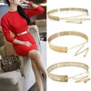 Cinture a catena della cintura Fashion Women Regolable Metal Designer Belt Ladies Dress Luxury Bling Gold Specchio d'argento Vintage Wirond With Waist Chainl240416