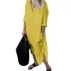 Casual Dresses 2024Shirt Dress For Women Linen Cotton Clothing Spring Summer Vintage Oversized Pure Long Midi