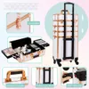 Rolling Makeup Train Case Large Capacity Cosmetic Trolley Travel with Key 4 in 1 240416