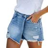 Frauen Jeans Frauen Shorts Denim waschen hohe Taille Sexy Slim Fit Taschen Leichte Strecher Delessed solide reguläre Sommer 2024 Löcher