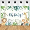 Oh Baby Shower Backdrop born Kids 1st Birthday Party Green Leaves Floral Cake Smash Pography Props Background Banners 240411