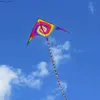 Kite Accessories Outdoor Fun Sports New Arrive 1.6m Colorful Triangle Kites With 10m Tail / Handle Line Good Flying Y240416
