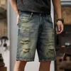 Jeans da uomo estate corta cortometrali in denim pantaloncini larghi hip hop hop angosciati pantaloni lunghezza del ginocchio vintage