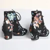 Chaussures de danse Femmes Boots Femelle Fleur Fleur danse latin Talons en daim