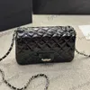 Womens Vintage Patent Leather Classic Mini Flap Square Quilted Bags Silver Matelasse Chain Crossbody Handbags Diamond Lattice Pink Black White Purse 18CM 20CM