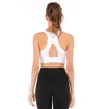 Couleur Sports Lu Aligner les femmes Longline avec Triangle Cutout sur le dos Impact High Necy Fiess Crop Bra Top Lemon Gym Running Workout Lem