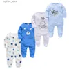 Rompers Kavkas Baby Boy Rompers 3/4 PCS / Lot NOUVELLON COTTON Girls Vêtements à manches longues Summer Soft Suit O-Neck 0-12M COSEIL Clothing L410