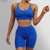 Tracksuits voor dames 2 PCS Yoga Set Gym Set Women Yoga Shorts Crop Top Sport Bra Mouwloze lopende trainingen Outfit Fitness Naadloze Gym Suits Mujerl2403