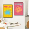 Moderne szenische Reise Mykonos Palm Miami Wandkunst Poster Drucke Boho Maximalistische Leinwand Malerei Bild für Raum Heimdekor 240416