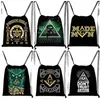 Masic Illuminati Imprimer Sac à crampons Femmes Pyramid Eye Backpacks For Travel Casual Outdoor Sport Rangement Sac Chaussures Holder S82A #