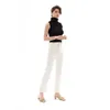 2024 Artefakt för ny stil dubbelficka av vita små raka elastiska kvinnors jeans