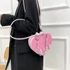 Bolsos de noche Fashion en forma de corazón PU Pu Love Handbag Diseñador de embrague de embrague de cadena pequeña hombro de cuero para damas lindo kawaii bolso