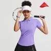 Top lu ausrichten kurze Frauenkleiderheizenhemden Trockenes Polo-Hemd für Tennis Slim Fit Hip Länge Golf T-Shirts Sommer Zitronen-Fitnessstudio Run