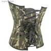 Kvinnors tankar Camis Wholenew Fashion Women midja Training Corset Army Green Camouflage Print Overbust Gothic Corset Top Sexig underkläder Bustier Bod7497574 L49