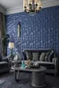 Art3d 50x50cm 3D Plastic Wall Panels Soundproof Navy Blue Diamond Design for Living Room Bedroom TV Background Pack of 12 Tiles 37027178