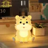 Lâmpadas tons fofos tigre silicone Night Light with Pattern Switch Childrens Room USB Charging Sleep Bedroom Protection Presente Q240416