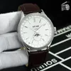 Wristwatches Luxury Mens Mechanical Watch Automatic Diamond Moon Phase Rose Gold Black Leather Fashion Watches