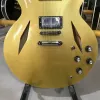 Guitar Dave Grohl 335 Metallic Pelham Gold Semi Hollow Body Jazz Electric Guitar Double Diamond Holes Split Diamond InLay