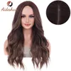 Aideshair Cosplay Use Heat Resistant Brown Mixed Blonde Synthetic Wigs with Bang Long Natural Wavy Hair Wig for Black Women Dail 240416