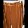 Pantalons de deux pièces pour femmes Set Purple Brown Green Automne / Hiver Bouton Single Bouton Bureau haut-parleur