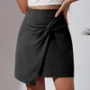 Jupes Femmes mini jupe haute taille A-line asymétrique divisée ourlet torsion design court couleur solide slim streetwear