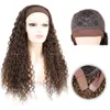150% hög densitet vattenvåg pannband för afro kvinnor superlångt syntetiskt hår kinky lockigt ombre glueless peruk med huvudband mode värmemotent